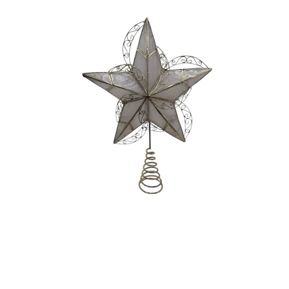 Vintage Capiz Shell Star Christmas Tree Topper Fast Shipping - Picture 15 of 16